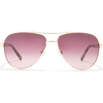 Ted Baker 57mm Metal Frame Aviator Sunglasses in Light Gold at Nordstrom Rack