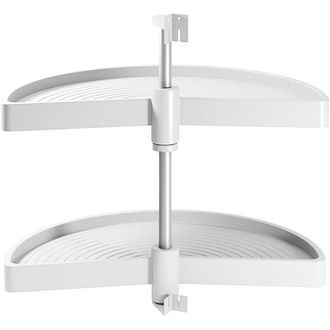 Emuca Juego De Bandejas Giratorias Shelvo 1/2 Luna, Para M&oacute;dulo 800mm, Pl&aacute;stico Y Aluminio, Blanco - Emuca