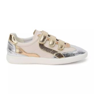 Matisse Footwear Womens Lizzie Metallic Velcro Strap Sneakers In Silver Gold