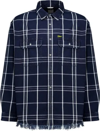 Dior Overhemden, Heren, Blauw, M, Katoen, Ruitjes Overshirt
