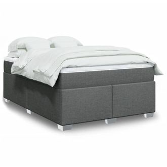 vidaXL Cama Box Spring Con Colch&oacute;n Tela Gris Oscuro 140x190 Cm Vidaxl