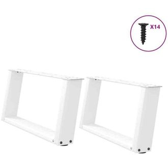 vidaXL Vidaxl - Patas Para Mesa De Centro En Forma De U (2 Unidades), Color Blanco, 60 X (30-31) Cm, Acero