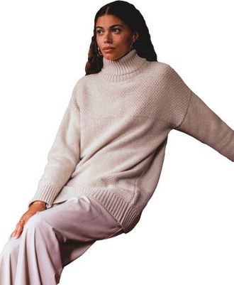 Celtic & Co. Lambswool Funnel Neck Sweater in Oatmeal at Nordstrom, Size X-Large