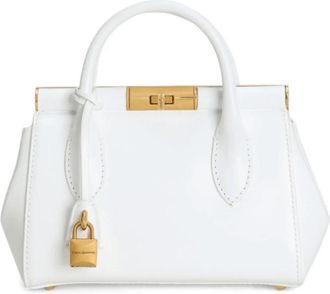 Dolce & Gabbana Witte Leren Tote Tas met Sloten - Dames - Handtassen - Wit - ONE Size - Leer - Tassen