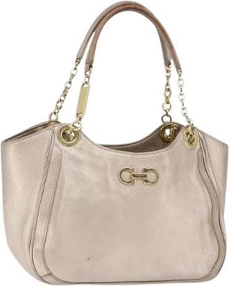 Ferragamo Pre-owned Leren Schoudertas - Dames - Vintage Schoudertas - Beige - ONE Size - Leer - Vintage