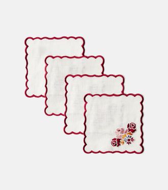Cabana Set di 4 tovaglioli Lea in lino e cotone