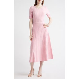 Elie Tahari The Carla Pointelle Sweater Dress in Rose Veil at Nordstrom, Size X-Small