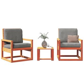 vidaXL Juego De Muebles Jard&iacute;n 3 Pzas Madera Maciza Pino Marr&oacute;n Cera Vidaxl