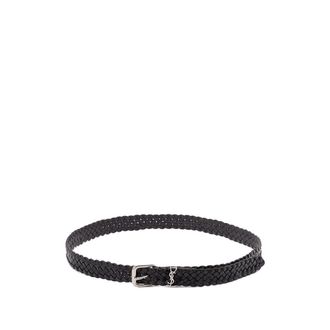 Saint Laurent Braided Buckle Leather Belt