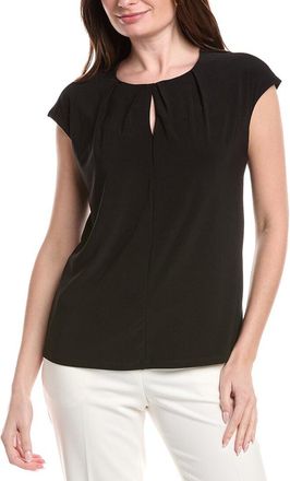 Anne Klein Extended Shoulder Pleat Keyhole Top