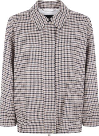 Seventy Cropped Checked Concealed Closure Shirt Jacket