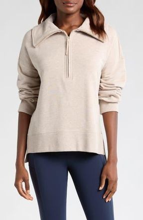 Travis Mathew Save the Day Half Zip Pullover in Heather Natural at Nordstrom Rack, Size Large