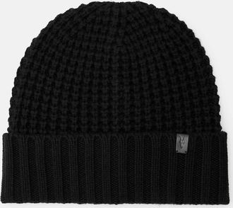 AllSaints Mens Wool/Polyester Nevada Ribbed Wool Blend Beanie, Size: One Size