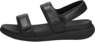 FitFlop F-Mode Go Verstelbare Flatform Sandalen - Dames - Sandalen - Zwart - 40 EU - Leer - Schoenen