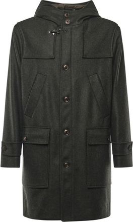 Fay Wollen jas met kasjmier - Heren - Mantel - Groen - M - Wol - Jassen