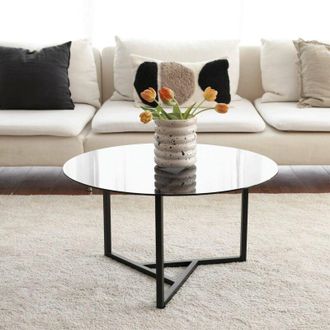 Dmora Mesa De Caf&eacute; Galactica, Mesa De Centro Baja, Revistero Para Sof&aacute;, Estante De La Sala De Estar, 75x75h42 Cm, Gris Topo Y Negro, Con Embalaje Reforzado 