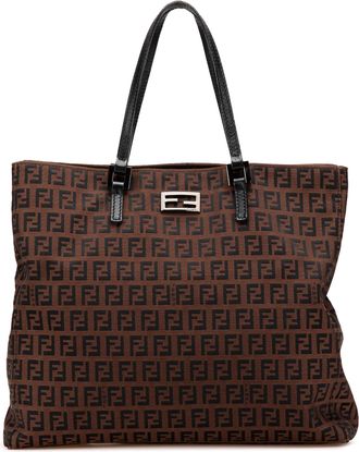 Fendi Pre-owned Womens Patterned Canvas Tote Bag - Tan Textile - One Size