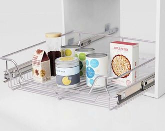 vidaXL Cestelli a Rete Scorrevoli 2 pz Argento 600 mm - Vidaxl