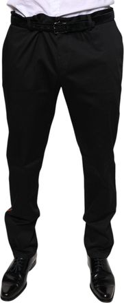 Dolce & Gabbana Black Cotton Stretch Skinny Men Dress Mens Pants (Pre-Owned)
