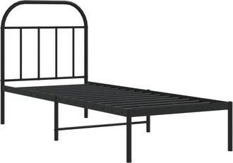 vidaXL Metal Bed Frame without Mattress with Headboard Black 75x190cm Vidaxl