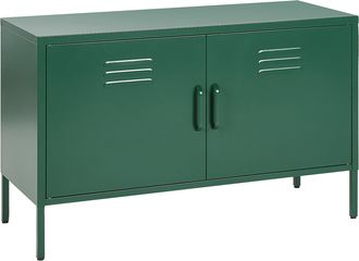 Beliani Beliani - Aparador De Metal Verde 100 X 40 Cm 2 Puertas Estantes Protectores Patas Uria