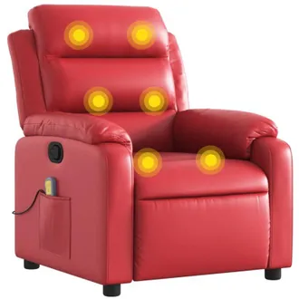 vidaXL Sill&oacute;n De Masaje Reclinable Cuero Sint&eacute;tico Rojo Vidaxl