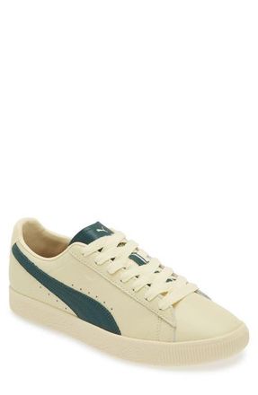 Puma Clyde Players Lane Low Top Sneaker in Creamy Vanilla-Red-Black at Nordstrom, Size 10.5