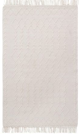 Novatrend Alfombra kilim de lana tejida a mano estilo bereber blanco 160x230 cm