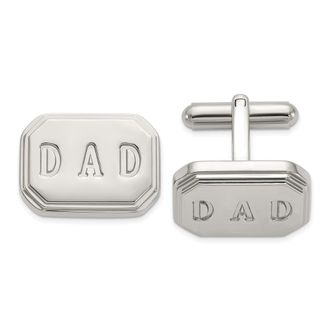 Diamond2Deal Stainless Steel Polished Enameled Dad Cufflinks