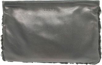 Loewe Black Leather Fur Clutch Bag (Pre-Owned)