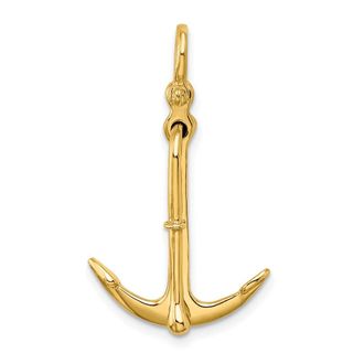 Diamond2Deal 10k Yellow Gold 3-D Polished Anchor 2 Piece Moveable Charm