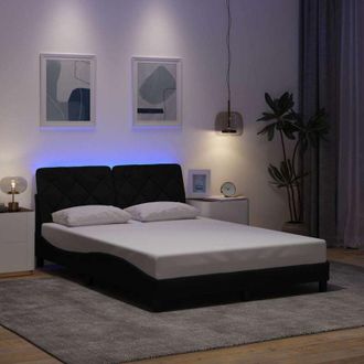 vidaXL Vidaxl - Estructura Cama Con Led Sin Colch&oacute;n Tela Negro 120x200 Cm