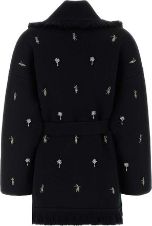 Alanui Womens Black Wool Dance With Me Cardigan Blackmulticolor Exterior: Virgin Maglie Sweater