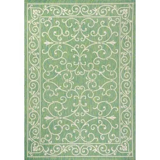 Jonathan Y Designs Charleston Vintage Filigree Textured Weave Indoor/Outdoor Area Rug in Green/ivory at Nordstrom, Size 5Ft 0In X 8Ft 0In