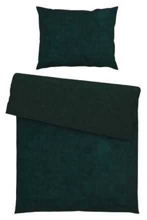 Novel Bettw&auml;sche, Dunkelgr&uuml;n, Textil, Uni, 140x200 cm, b&uuml;gelfrei, pflegeleicht, angenehm w&auml;rmend, samtiger Griff, weiche und anschmiegsame Oberfl&auml;che, Heimt
