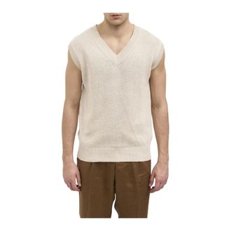 Daniele Alessandrini Chaleco de punto sin mangas con cuello en V - Knitwear - Hombre - Beige - XL