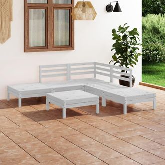 vidaXL Juego De Muebles De Jard&iacute;n 6 Piezas Madera Maciza Pino Blanco Vidaxl