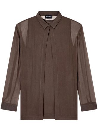 Giorgio Armani double-layer silk top - women - Silk - 42 - Brown