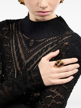 Roberto Cavalli Ring met slangenkop en amethist - Goud