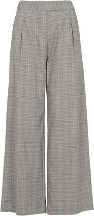 Semicouture Grijze Wollen Blend Prince of Wales - Dames - Wijde Broeken - Grijs - M - Wol - Broeken