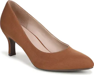 Naturalizer Flora Pointed Toe Pump - Wide Width Available in Dark Chestnut Brown Microfiber at Nordstrom Rack, Size 7.5