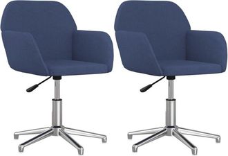 vidaXL Sillas de comedor giratorias 2 unidades tela azul vidaXL