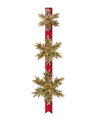 National Tree Company 18in, 22in, & 26in Triple Snowflake Door Decor Piece with 100 Warm White Battery Operated Twinkle LED ligh