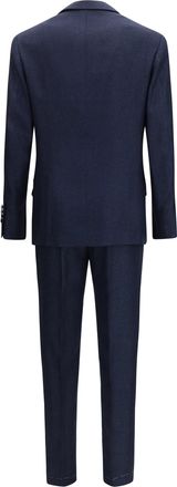 Brunello Cucinelli Mens Two-Piece Single-Breasted Suit Navy Wool Ovis Aries; Linen; Silk Suits