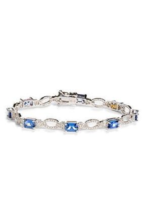 Suzy Levian Emerald Cut Sapphire Tennis Bracelet in Blue at Nordstrom Rack