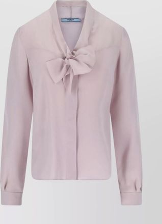 Prada bow detail v neck long sleeves top