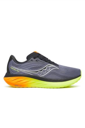 Saucony Mens Ride 18 Shoe In Shadow/vizi Gris Fonce