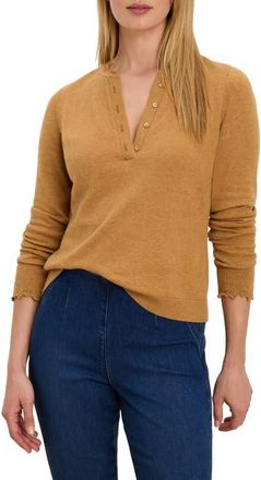 Nic+Zoe Henley Ruffle Sweater in Caramel at Nordstrom, Size Xx-Large