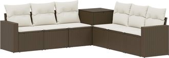 vidaXL Juego De Sof&aacute; 7 Uds. Marr&oacute;n Y Crema Blanca Vidaxl