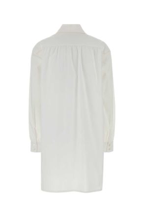 Moschino Womens White Stretch Poplin Shirt Dress Fantasiabianco Exterior: Cotton Elastane Abiti
